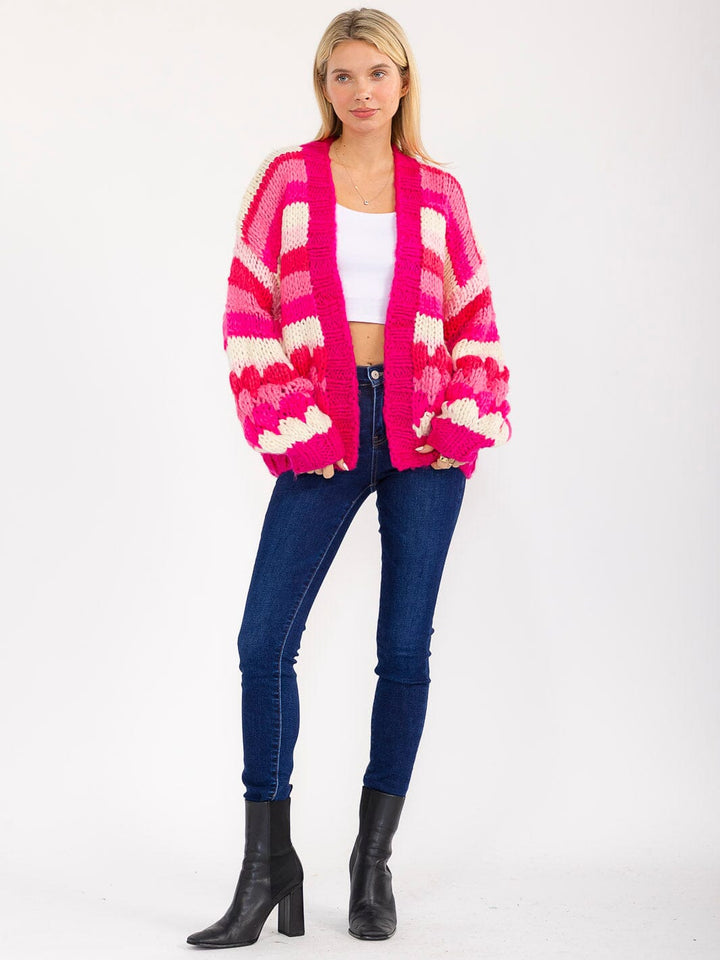 WOMEN'S LONG SLEEVE OPEN FRONT MULTI KNIT CARDIGAN