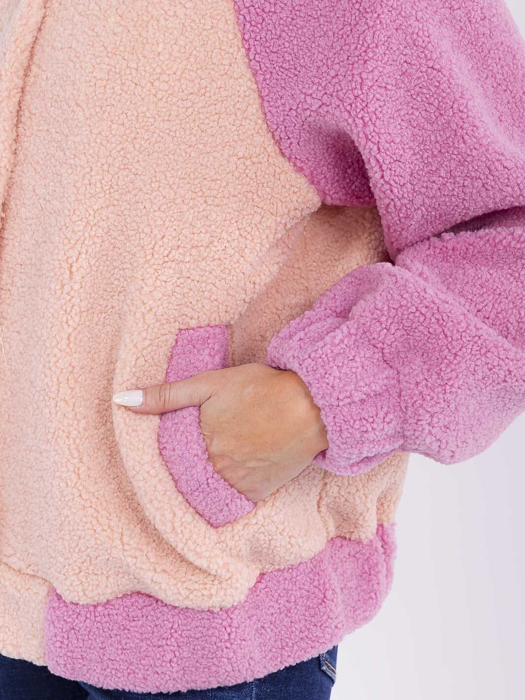 WOMEN'S LONG SLEEVE BUTTON CLOSURE FRONT POCKETS COLORBLOCK JACKET