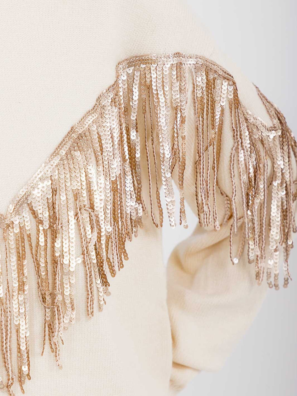 WOMEN'S LONG SLEEVE SEQUINS FRINGE PULLOVER SWEATER