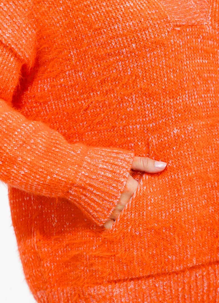 WOMEN'S LONG SLEEVE V-NECK FRONT POCKET PULLOVER SWEATER