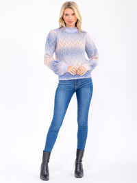 WOMEN'S LONG SLEEVE MOCK NECK KNIT SHIMMER PULLOVER SWEATER