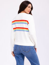 WOMEN'S LONG SLEEVE COLORBLOCK STRIPES KNIT PULLOVER SWEATER