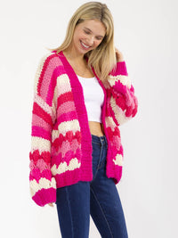 WOMEN'S LONG SLEEVE OPEN FRONT MULTI KNIT CARDIGAN
