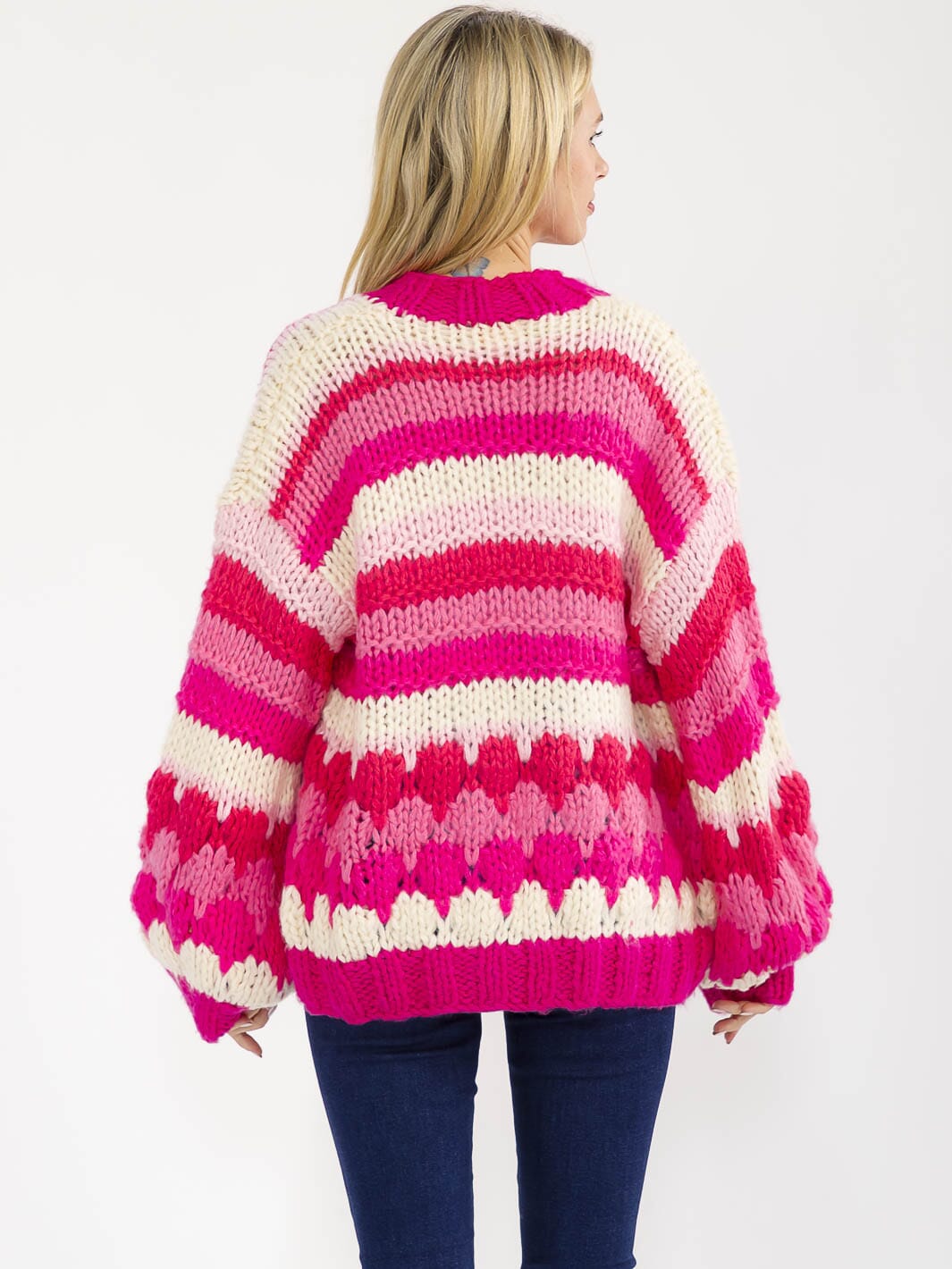 WOMEN'S LONG SLEEVE OPEN FRONT MULTI KNIT CARDIGAN