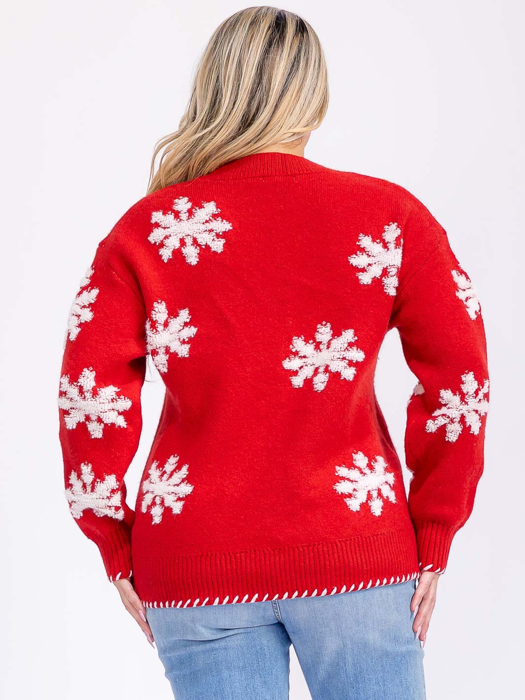 PLUS SIZE LONG SLEEVE GRAPHIC COLORBLOCK PULLOVER SWEATER