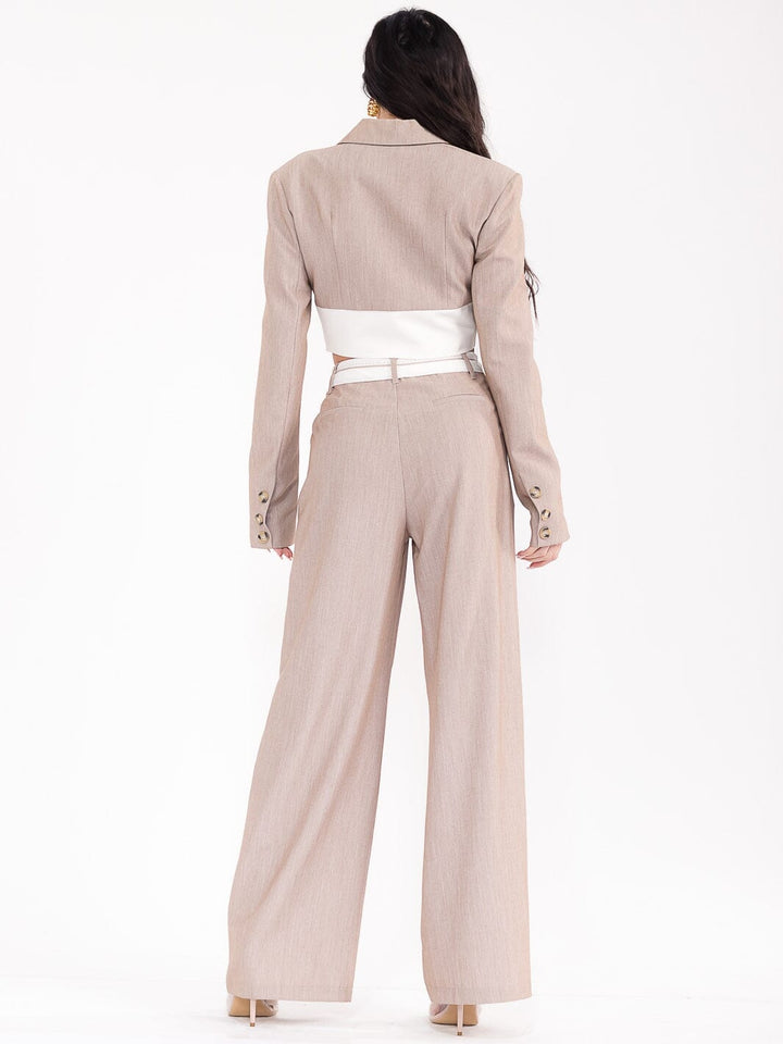 WOMEN'S LONG SLEEVE TOP & BUTTON CLOSURE PANTS COLORBLOCK 2PC. SET