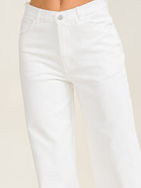 WOMEN'S BUTTON CLOSURE POCKETS RELAXED FIT DENIM PANTS