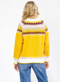 WOMEN'S LONG SLEEVE MULTI PRINT PULLOVER SWEATER