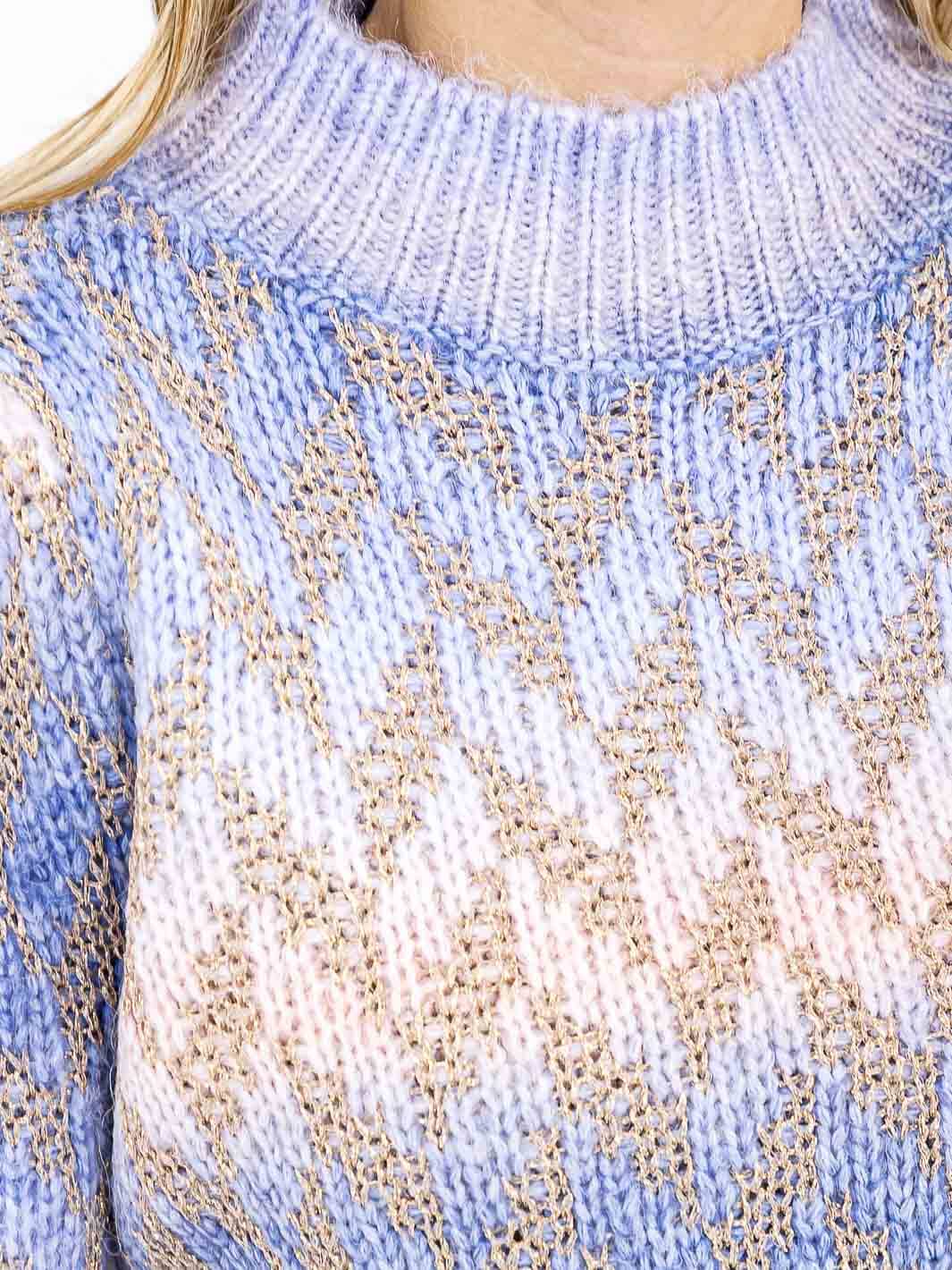 WOMEN'S LONG SLEEVE MOCK NECK KNIT SHIMMER PULLOVER SWEATER