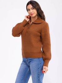WOMEN'S LONG SLEEVE BUTTON UP KNIT PULLOVER SWEATER