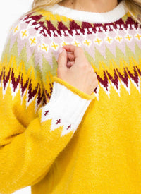 WOMEN'S LONG SLEEVE MULTI PRINT PULLOVER SWEATER