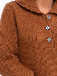 WOMEN'S LONG SLEEVE BUTTON UP KNIT PULLOVER SWEATER