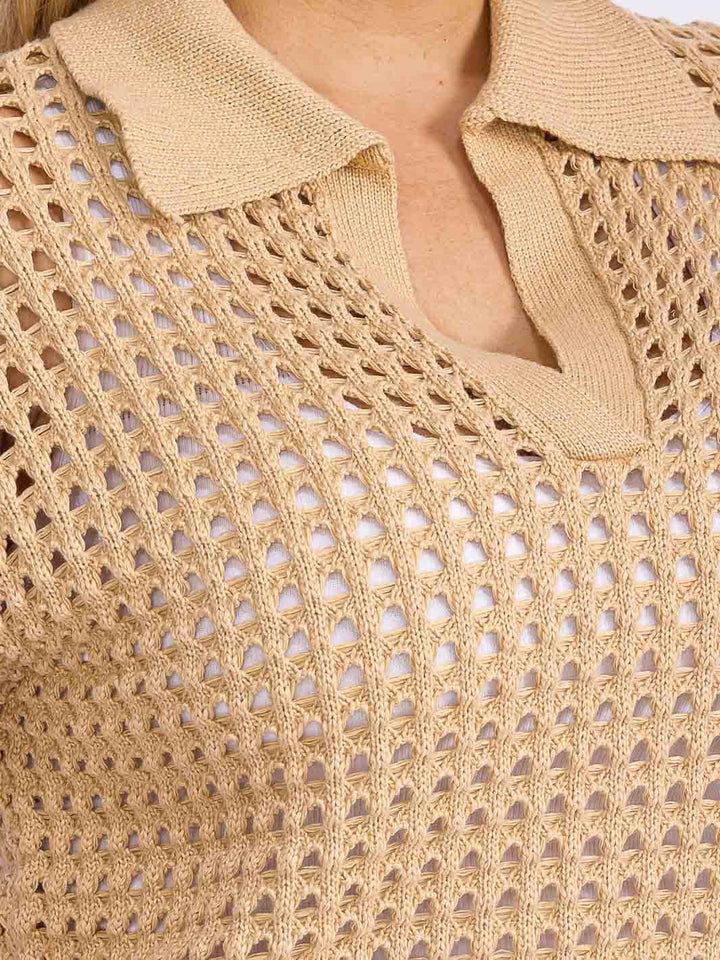 PLUS SIZE SHORT SLEEVE V-NECK KNIT BLOUSE