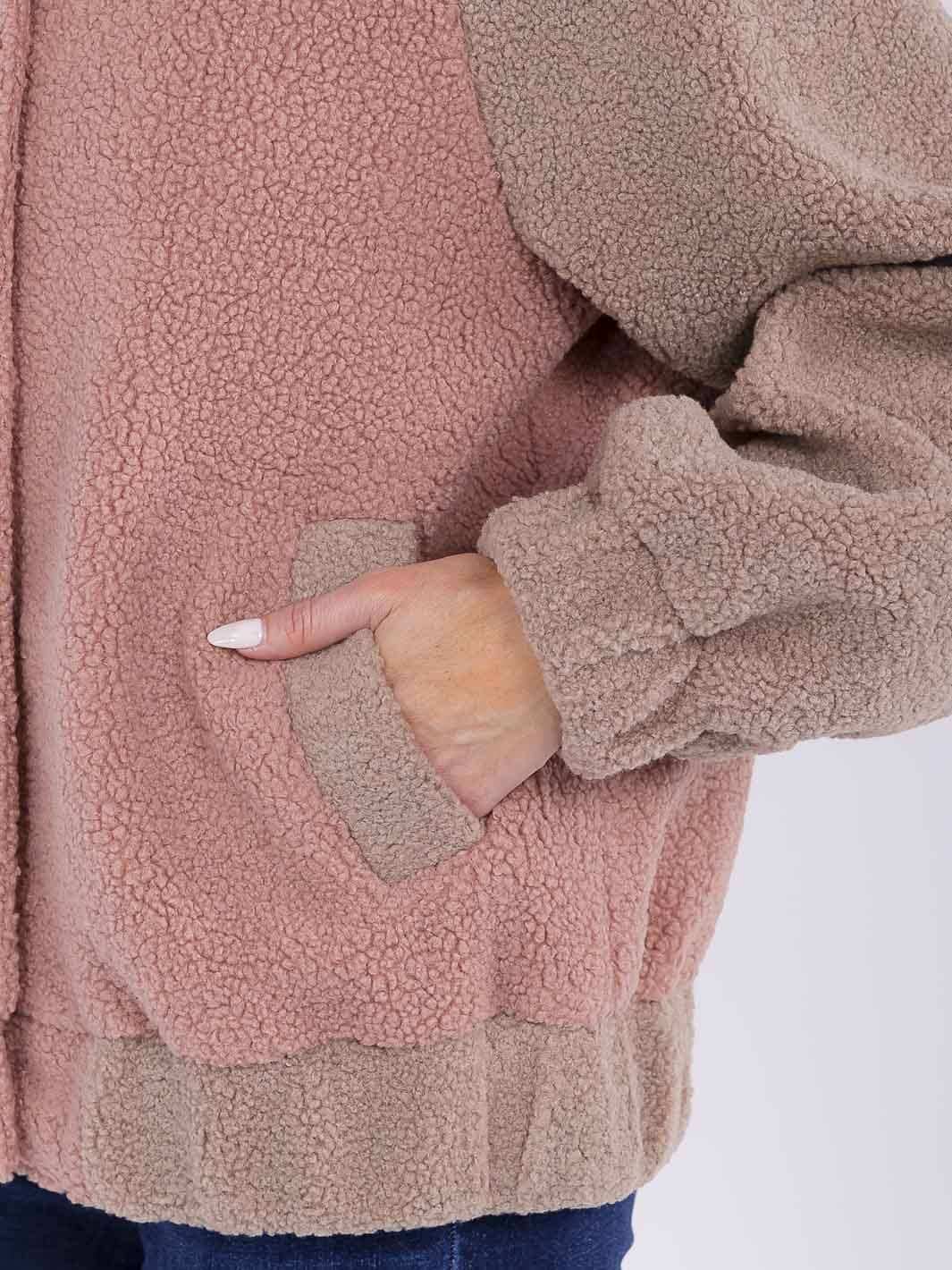 WOMEN'S LONG SLEEVE BUTTON CLOSURE FRONT POCKETS COLORBLOCK JACKET