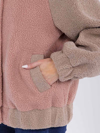 WOMEN'S LONG SLEEVE BUTTON CLOSURE FRONT POCKETS COLORBLOCK JACKET