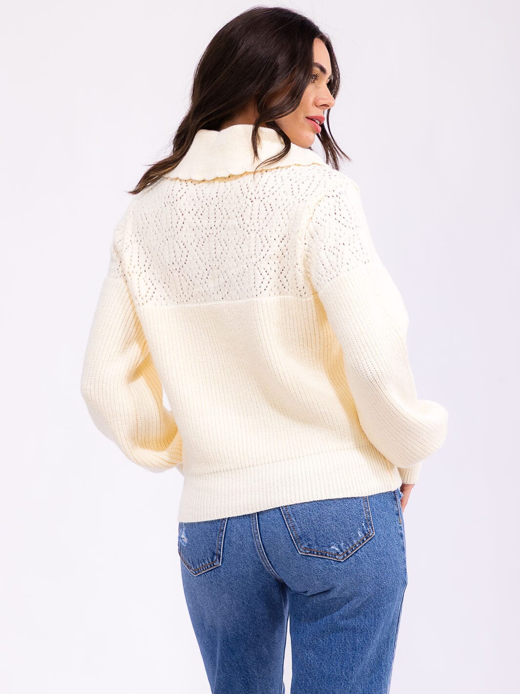 WOMEN'S LONG SLEEVE BUTTON UP KNIT PULLOVER SWEATER