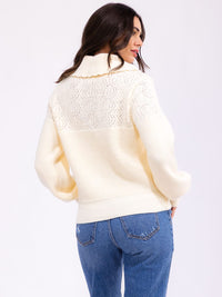 WOMEN'S LONG SLEEVE BUTTON UP KNIT PULLOVER SWEATER