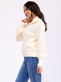 WOMEN'S LONG SLEEVE BUTTON UP KNIT PULLOVER SWEATER