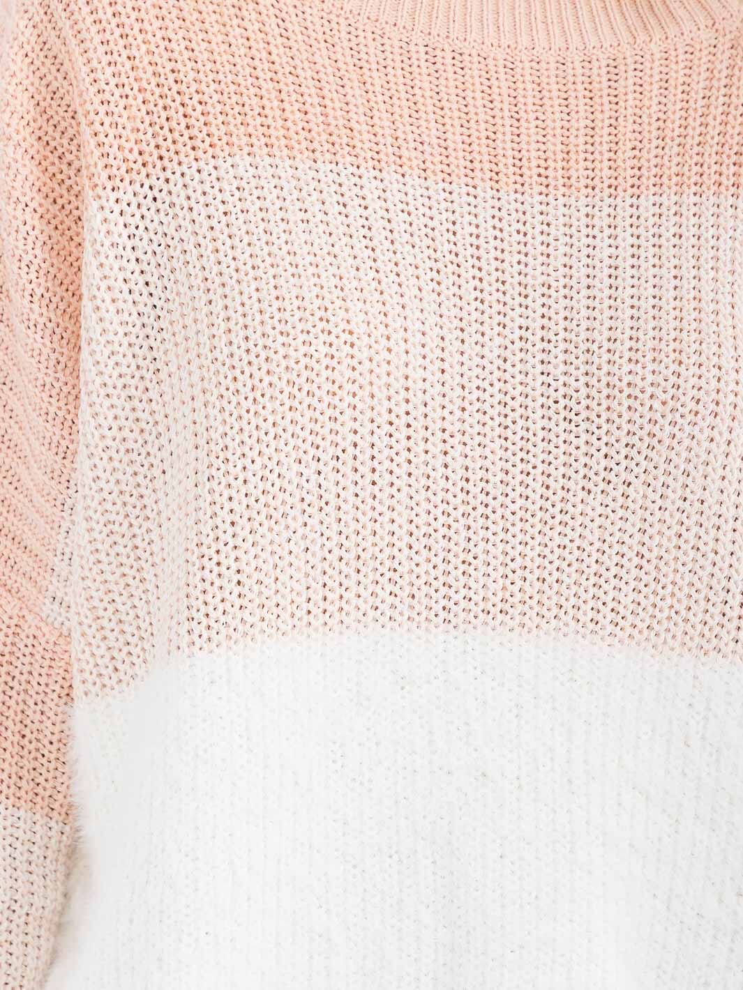 WOMEN'S LONG DETAILED SLEEVE COLORBLOCK KNIT PULLOVER SWEATER