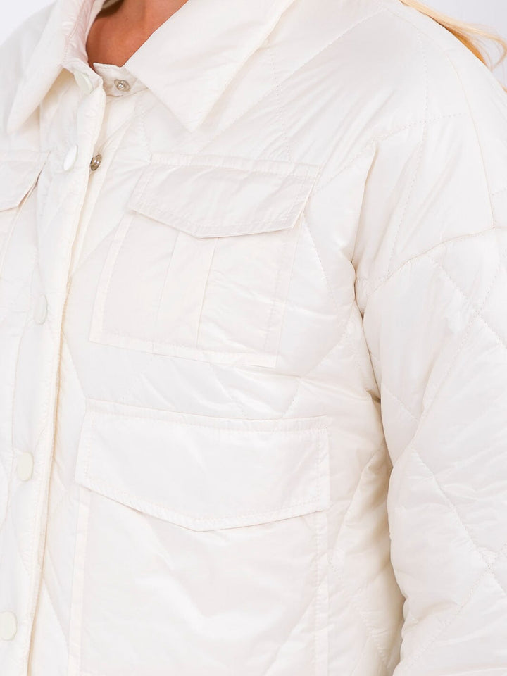 WOMEN'S LONG SLEEVE BUTTON CLOSURE FRONT POCKETS PUFFER JACKET