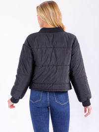 WOMEN'S LONG SLEEVE BUTTON CLOSURE FRONT POCKETS PUFFER JACKET