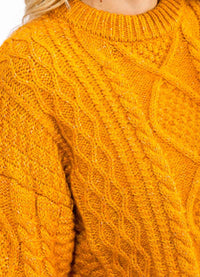 WOMEN'S LONG SLEEVE CABLE KNIT DETAILED PULLOVER SWEATER