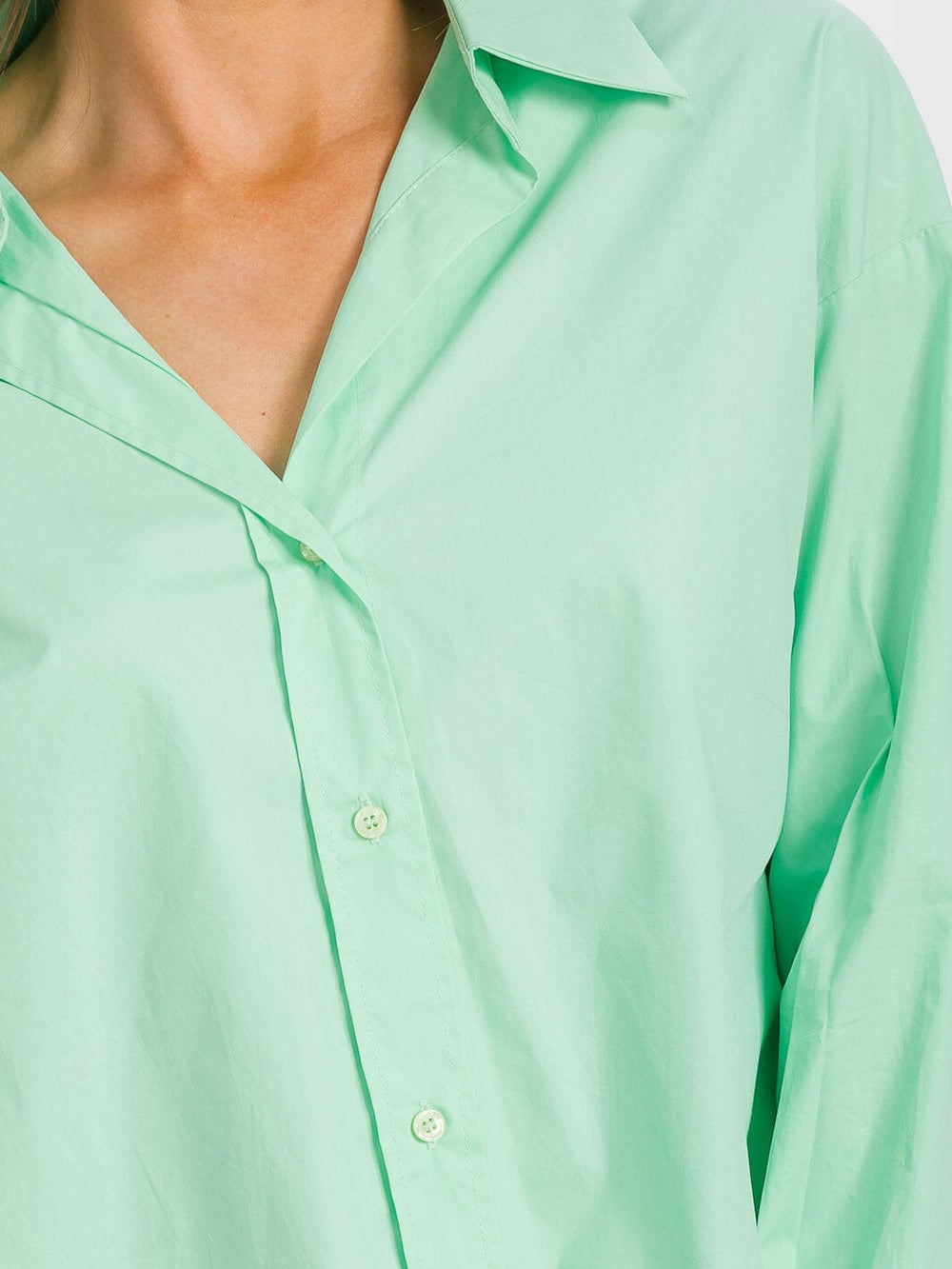 WOMEN'S LONG SLEEVE BUTTON UP HIGH-LOW BLOUSE