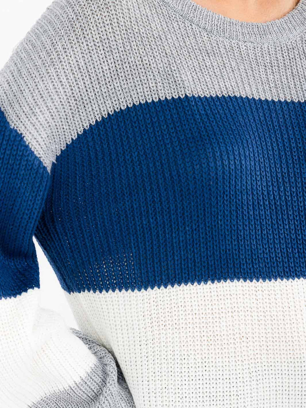 WOMEN'S LONG SLEEVE KNIT COLORBLOCK SWEATER