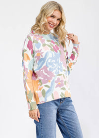 WOMEN'S LONG SLEEVE KNIT FLORAL TOP