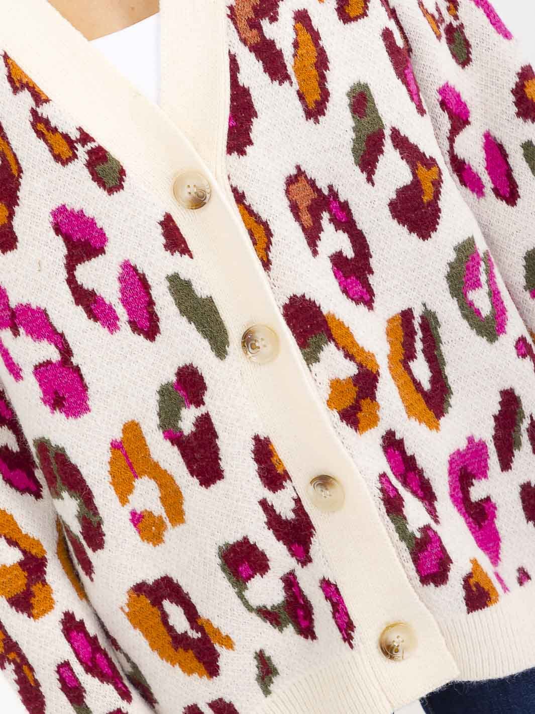 WOMEN'S LONG SLEEVE BUTTON CLOSURE ANIMAL PRINT CARDIGAN