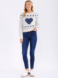 WOMEN'S LONG SLEEVE GRAPHIC PULLOVER KNIT SWEATER