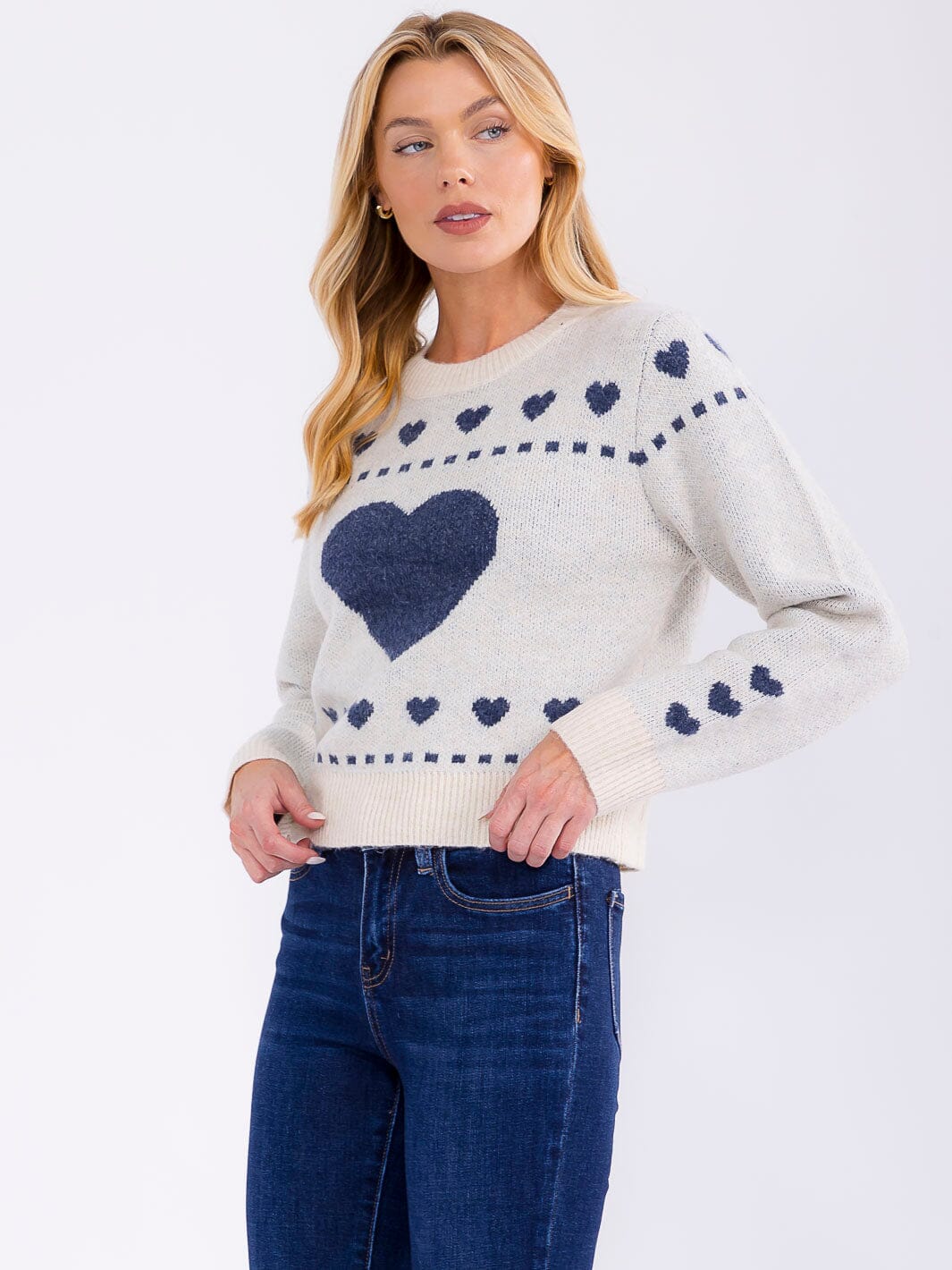 WOMEN'S LONG SLEEVE GRAPHIC PULLOVER KNIT SWEATER