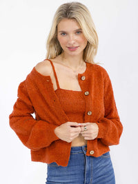 WOMEN'S LONG SLEEVE BUTTON UP CARDIGAN & TANK TOP 2PC.SET