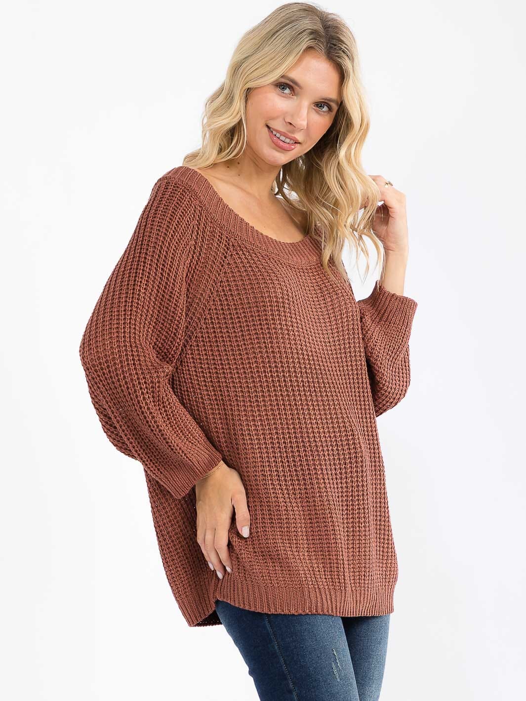 WOMEN'S LONG SLEEVE KNIT PULLOVER SWEATER
