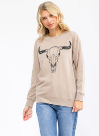 WOMEN'S LONG SLEEVE GRAPHIC PULLOVER SWEATER