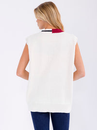 WOMEN'S SLEEVELESS V-NECK GRAPHIC KNIT VEST