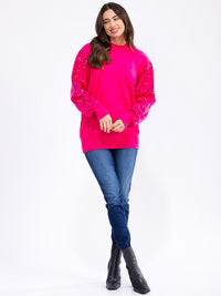 WOMEN'S LONG SLEEVE SEQUINS DETAILED PULLOVER SWEATER