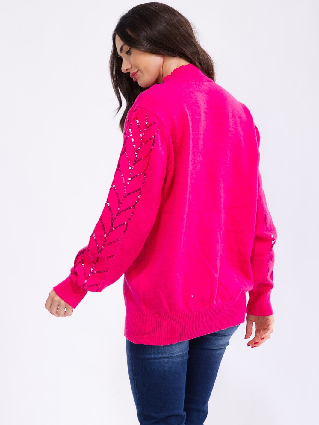 WOMEN'S LONG SLEEVE SEQUINS DETAILED PULLOVER SWEATER