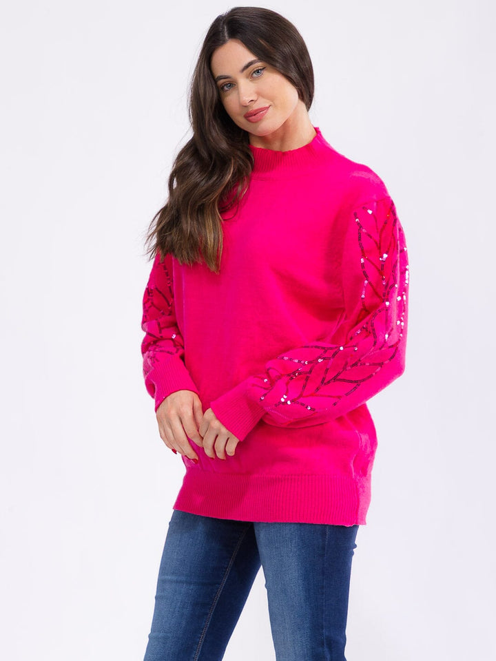WOMEN'S LONG SLEEVE SEQUINS DETAILED PULLOVER SWEATER