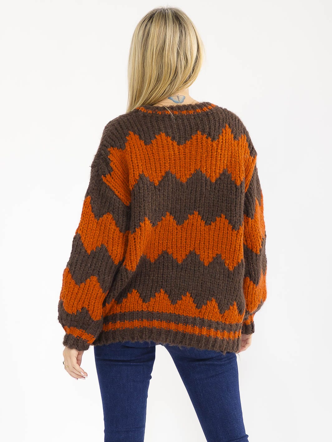 WOMEN'S LONG SLEEVE KNIT PULLOVER COLORBLOCK SWEATER