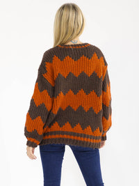 WOMEN'S LONG SLEEVE KNIT PULLOVER COLORBLOCK SWEATER