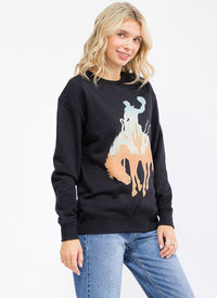 WOMEN'S LONG SLEEVE GRAPHIC PULLOVER SWEATER