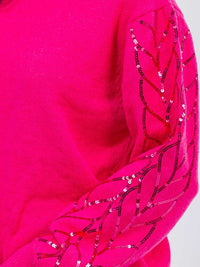 WOMEN'S LONG SLEEVE SEQUINS DETAILED PULLOVER SWEATER