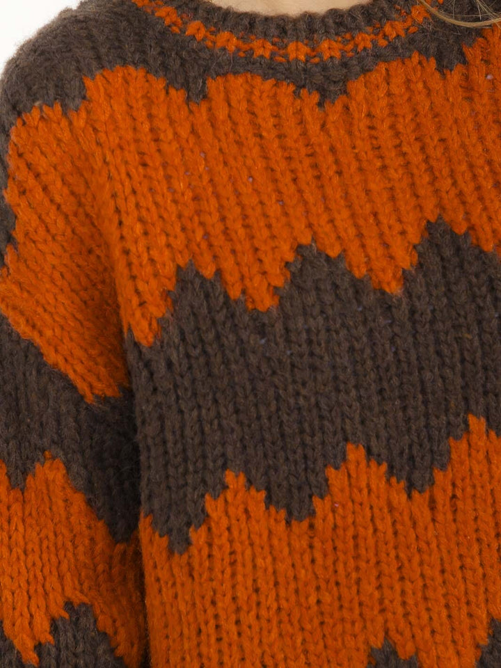 WOMEN'S LONG SLEEVE KNIT PULLOVER COLORBLOCK SWEATER