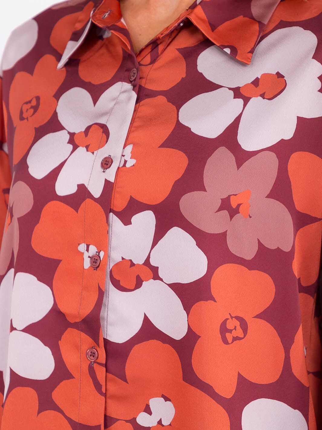 WOMEN'S LONG SLEEVE BUTTON UP FLORAL PRINT BLOUSE