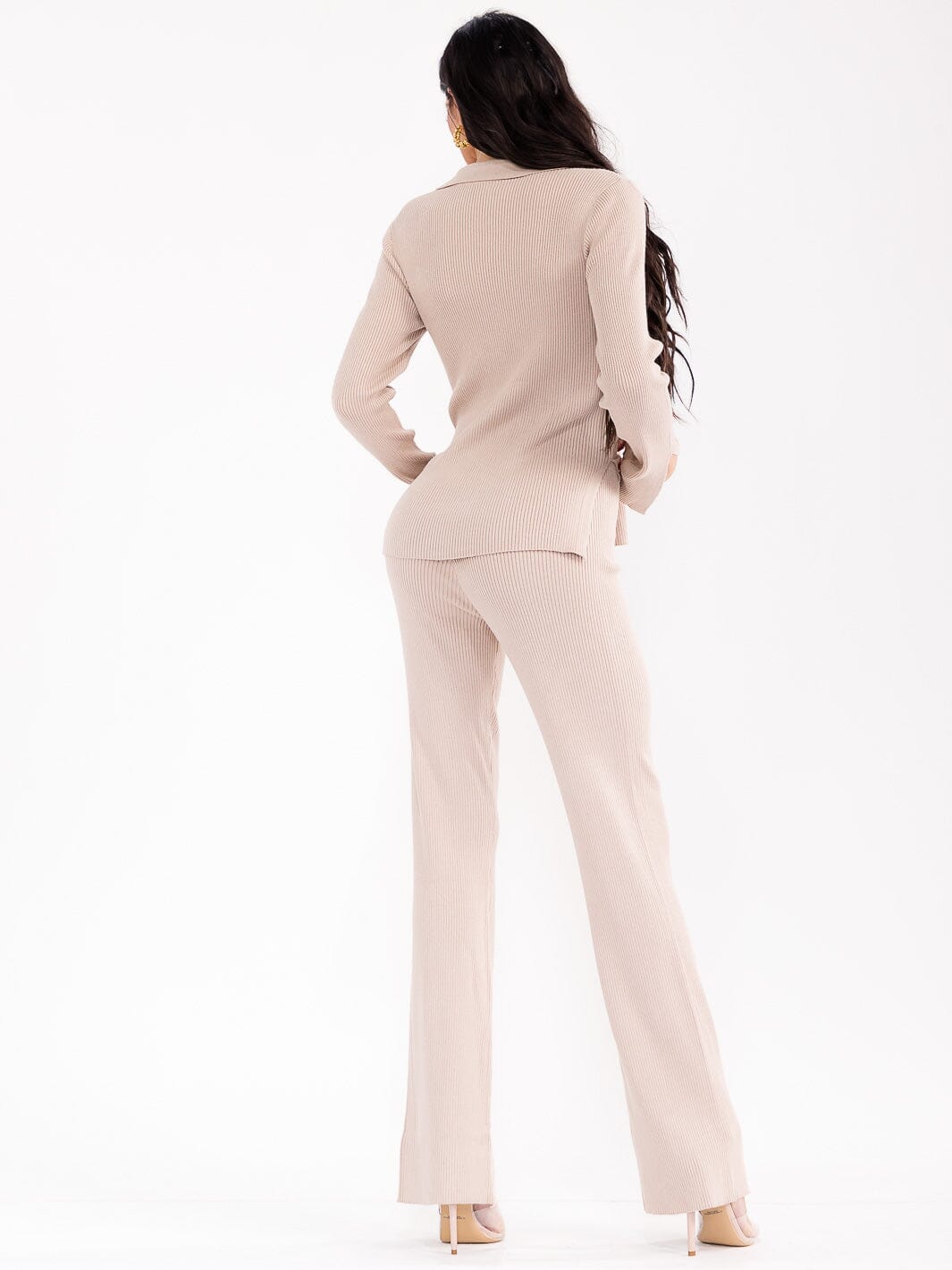 WOMEN'S LONG SLEEVE TOP & ELASTIC WAIST PANTS RIBBED 2PC. SET