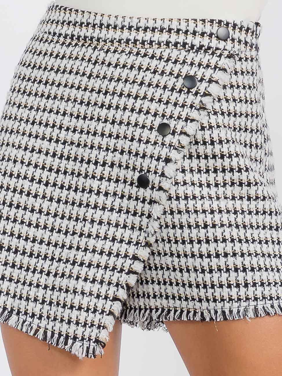 WOMEN'S ZIPPER CLOSURE SURPLICE TWEED MINI SKORT