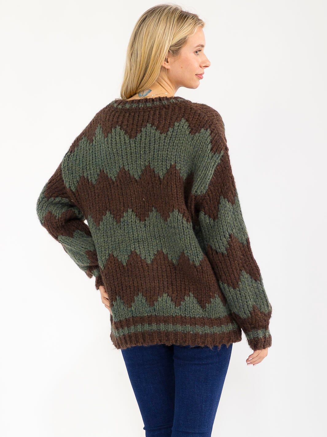 WOMEN'S LONG SLEEVE KNIT PULLOVER COLORBLOCK SWEATER