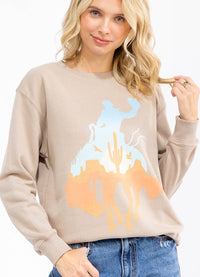 WOMEN'S LONG SLEEVE GRAPHIC PULLOVER SWEATER