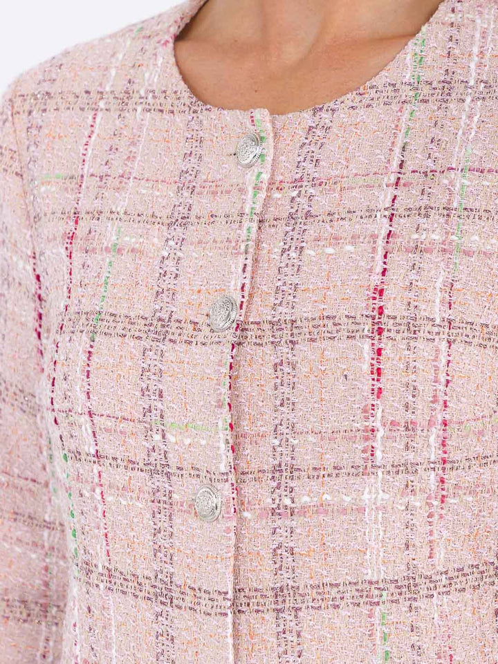 WOMEN'S LONG SLEEVE BUTTON CLOSURE TWEED BLAZER